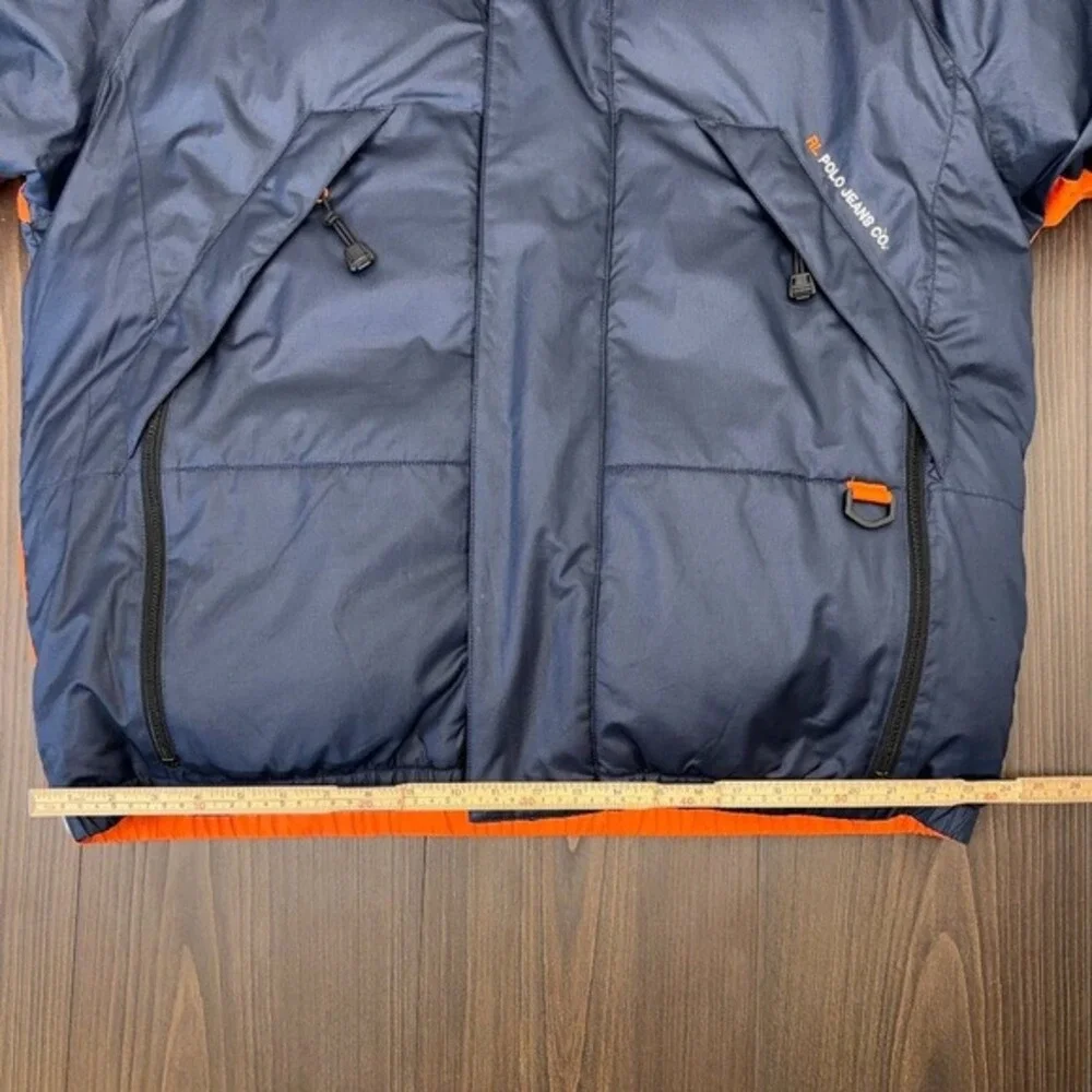 Rare VTG Ralph Lauren Polo Jeans‎ Co. RL-67 Down Puffer Jacket Large Navy Orange