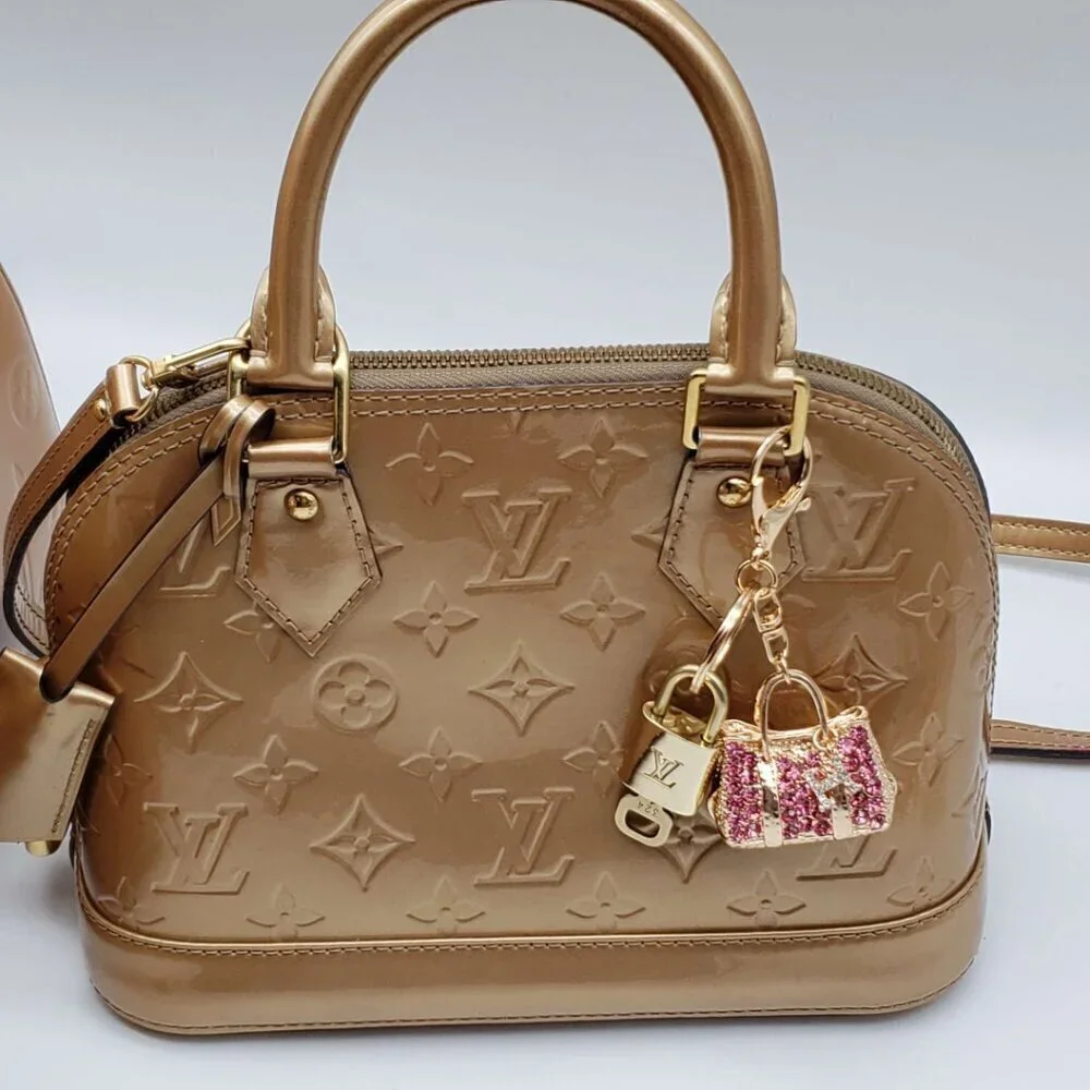 LV Authentic Gold Lock & Key 🔑 Luxury Bag Charm w/ Unbranded Bag Keychain