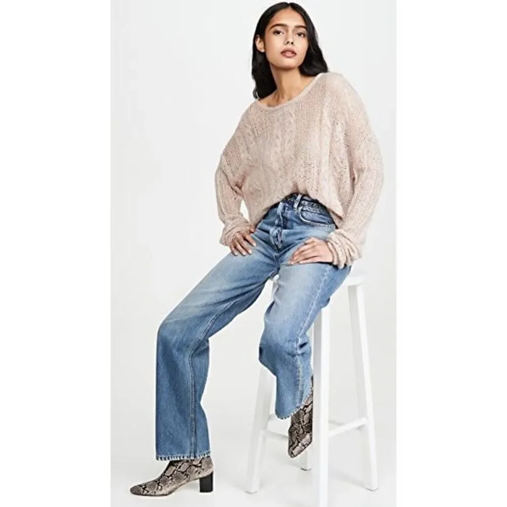 Free People Angel Soft Wool Blend Pullover Sweater in Frappuccino Combo/Blush Pi