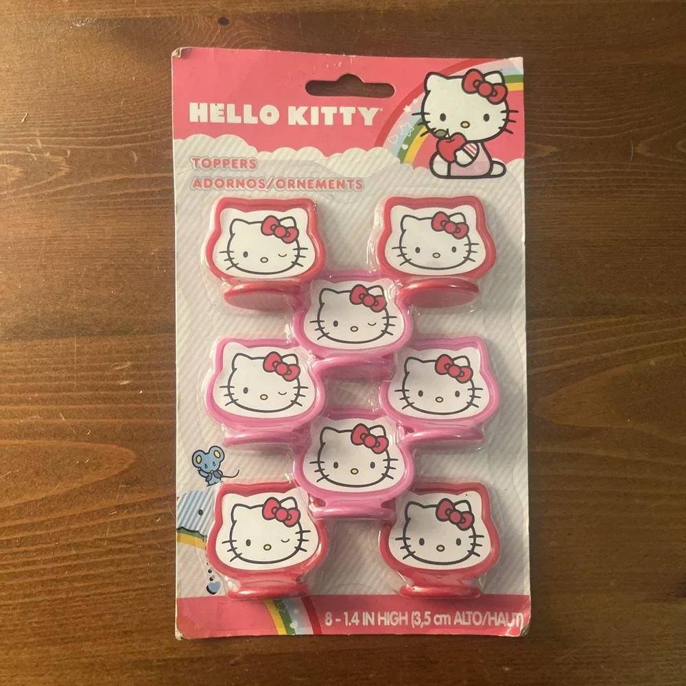 1 Pack Sanrio Hello Kitty Toppers each pack 8/ 4 red 4 pink NIP‎
