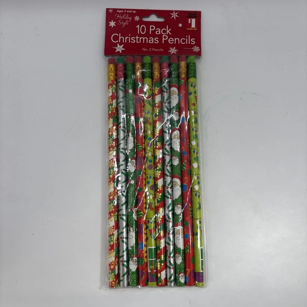 Holiday Style 10 Pack‎ Christmas Pencils Santa Holiday Party Favors Gift NEW