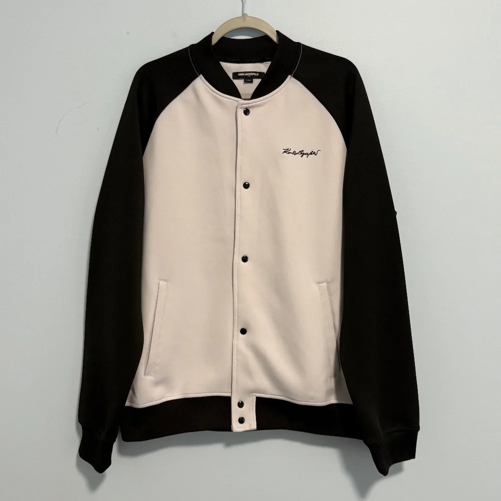 Karl Lagerfeld Paris Men's Colorblock Scuba Bomber Track Jacket Size L‎