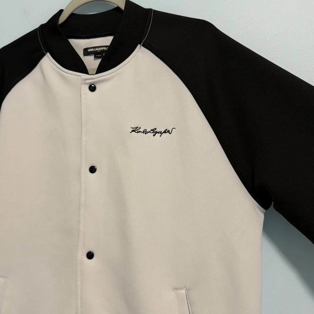 Karl Lagerfeld Paris Men's Colorblock Scuba Bomber Track Jacket Size L‎