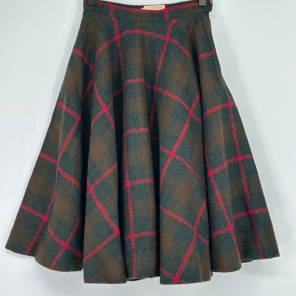 Vintage‎ 60s Pendleton Doughnut Skirt Girls Size 10 Plaid Wool Tartan RARE