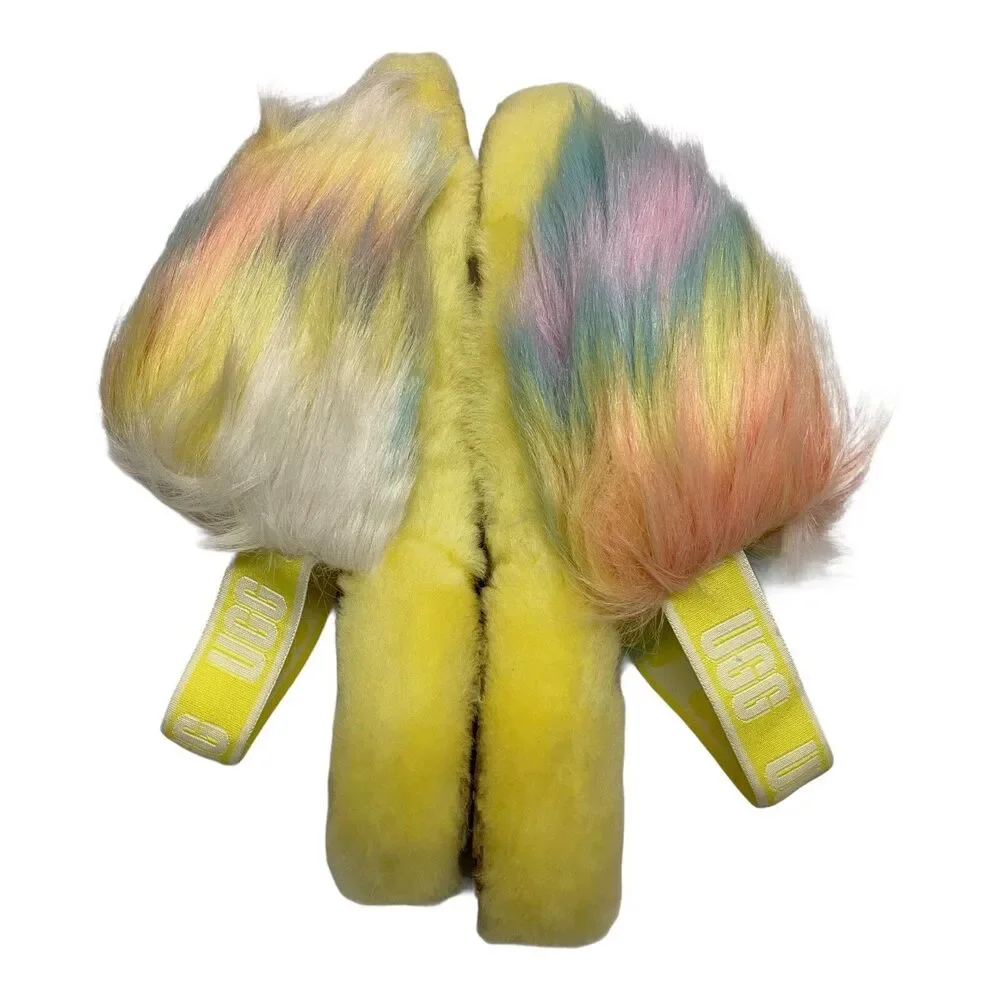 UGG Shoes Kids 4 Yellow‎ Slides Fluff Yeah Tie Dye 1120033K Casual Fluffy Comfy