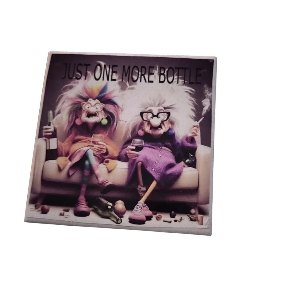Funny Grumpy Old Women Just One More Bottle Art Plaque 6