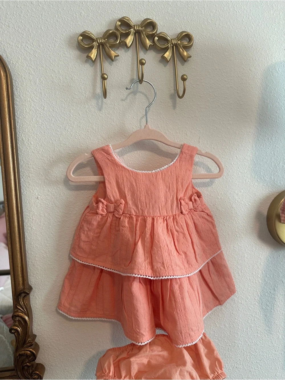 Janie and Jack Coral Tiered Cotton Dress with Bloomer