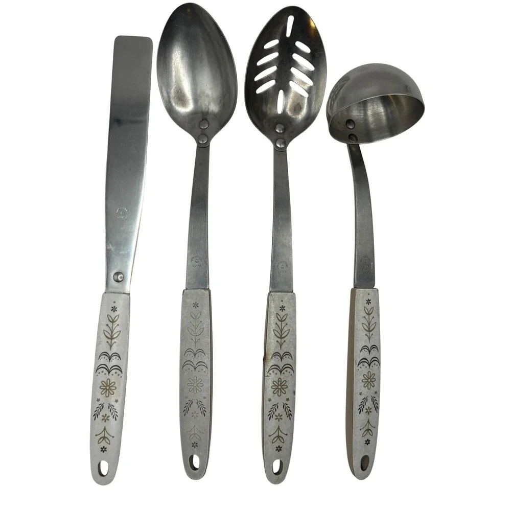 Vtg Ekco Flint Arrowhead Harvest Wheat Kitchen Utensils Set 4 MCM Retro USA 50s