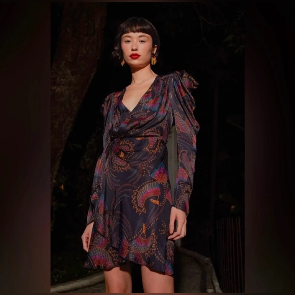 EUC - Farm Rio - Sequin‎ Toucans Mini Wrap Dress