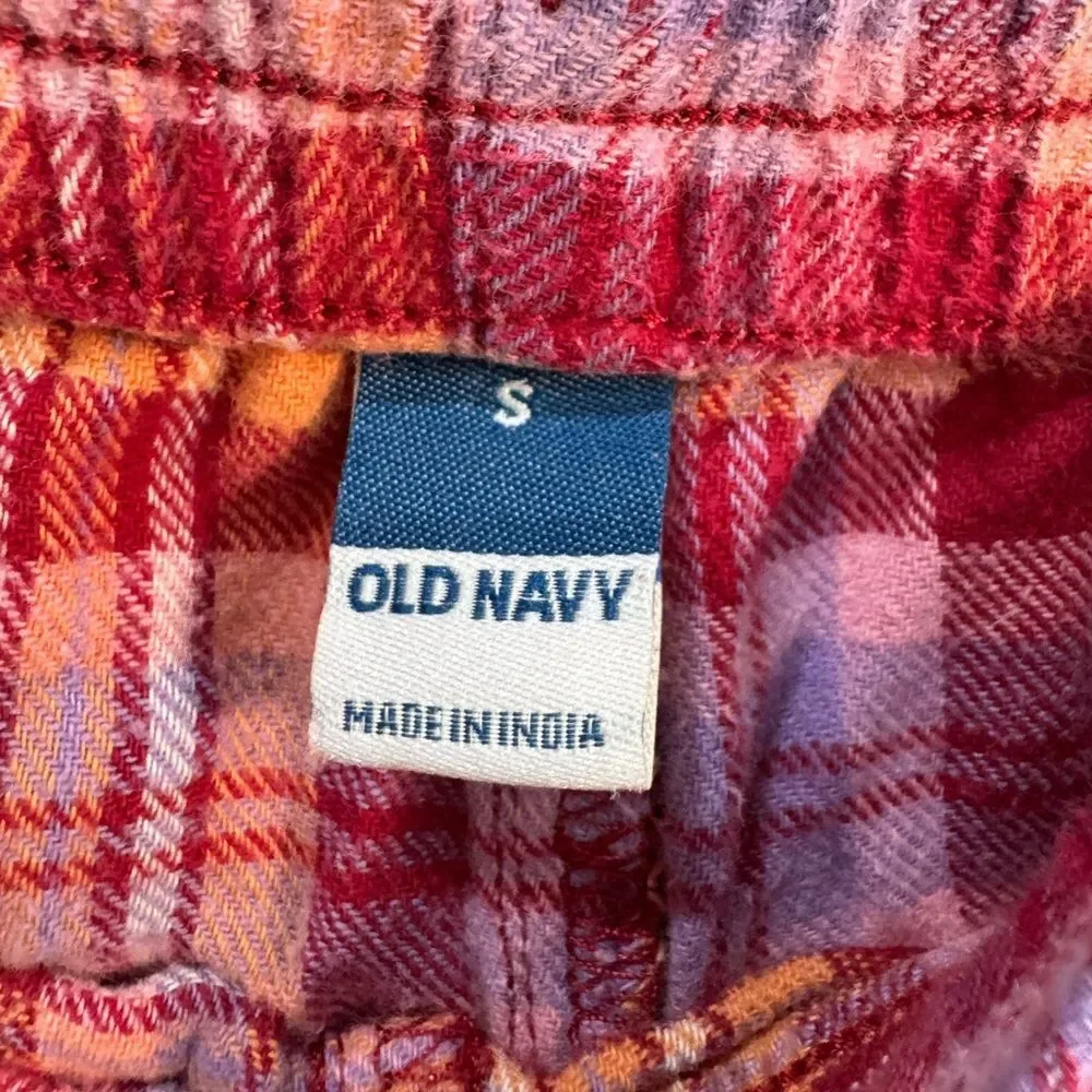 Women’s Pink Old Navy Plaid Flannel Cargo Bottoms Size S VGUC