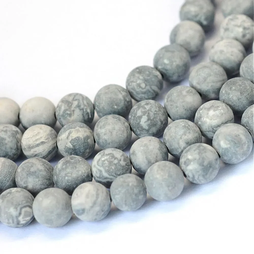 8-8.5MM Frosted Picasso Jasper Beads-ONE Gemstone Bead Strand-Craft Supplies NWT