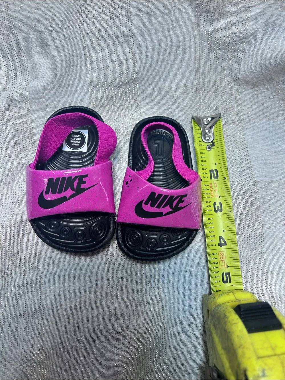 Nike Kids Pink and Black Slide Sandals
