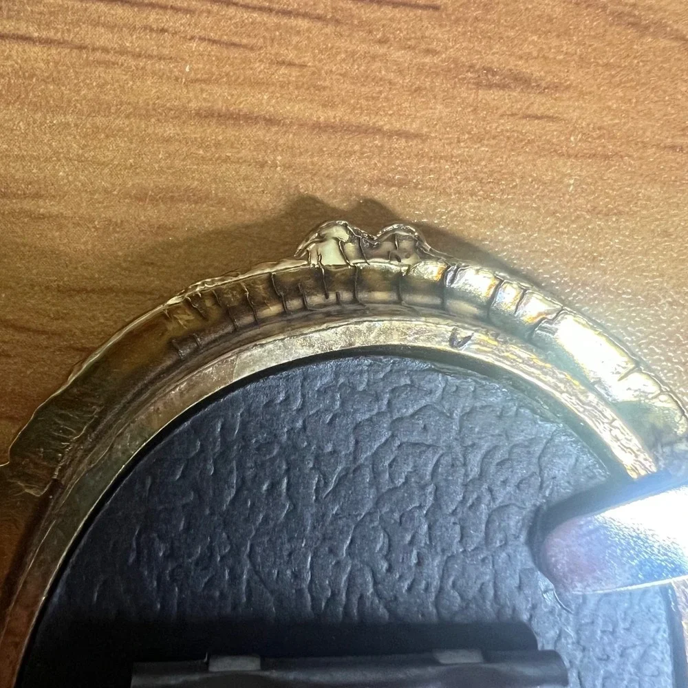 Vtg Barron Miniature Oval Picture Frame Gold Tone Rope Texture Hollywood Regency