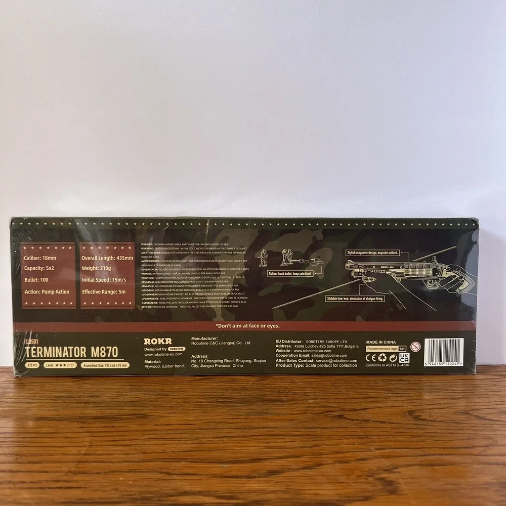 ROKR Justice Guard Terminator M870 3D Wooden Puzzle Rubber Band‎ New Sealed