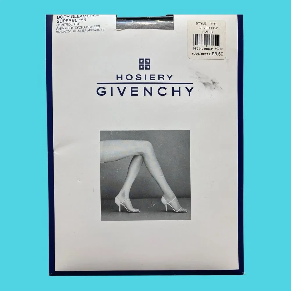Givenchy Control Top Pantyhose Size B 156 Silver Fox Shimmery Lycra Sheer‎ New