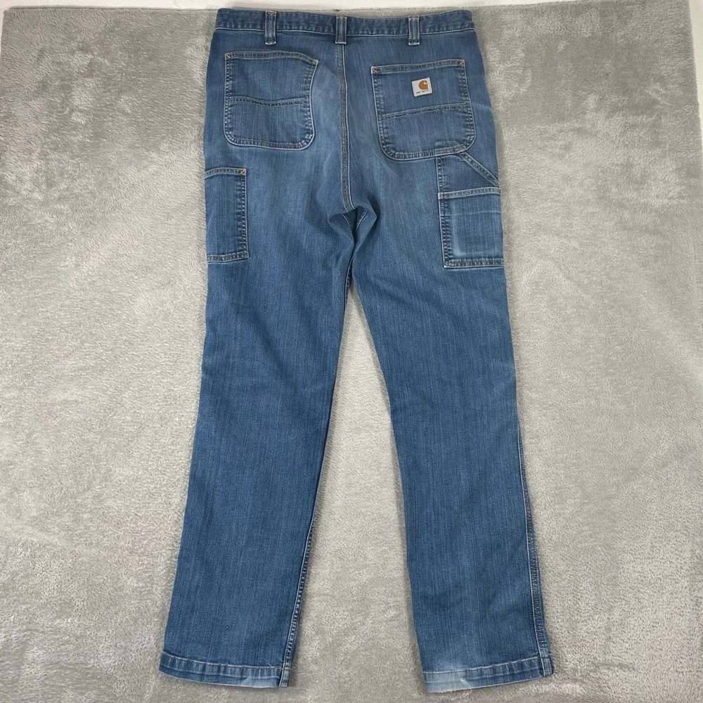 Carhartt Carpenter Jeans Mens 36x33 Blue Rugged Flex Relaxed Fit Workwear‎ Denim