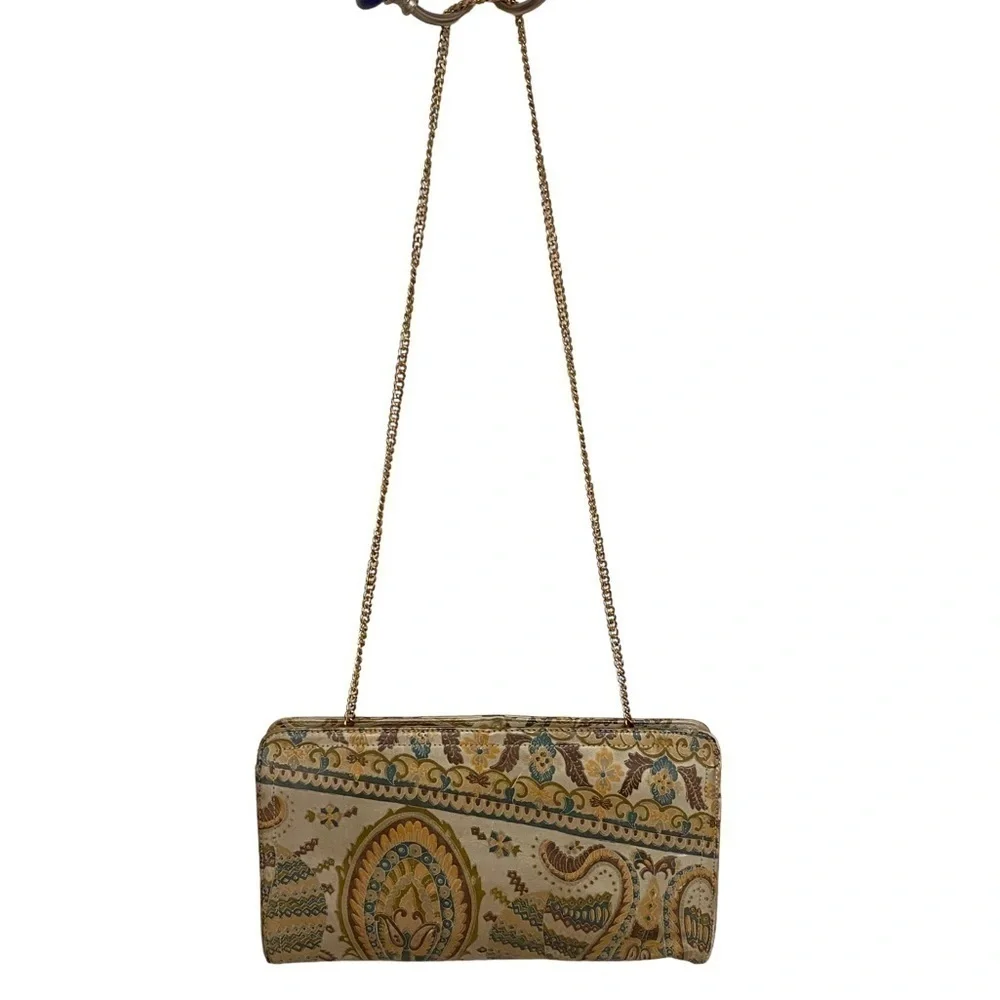 Vintage Morris Moskowitz Clutch Shoulder Bag Printed Leather Paisley Design MM