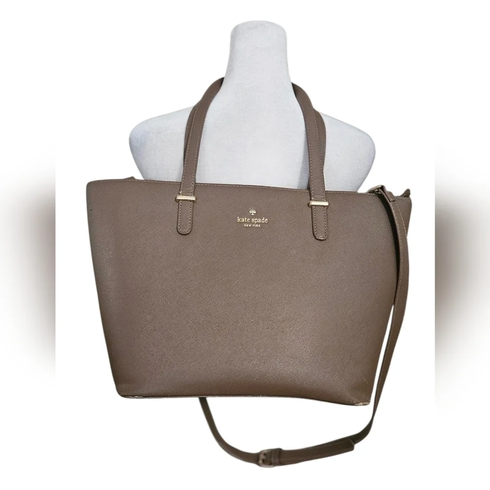 KATE SPADE Cedar Creek Collection Leather Large Tote In Lightbrown/mauve.