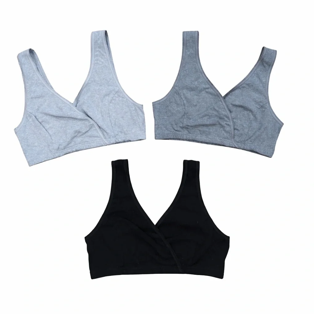 Nursing Maternity Bras Bralettes Wireless Breastfeeding Cotton size XL 3 pack