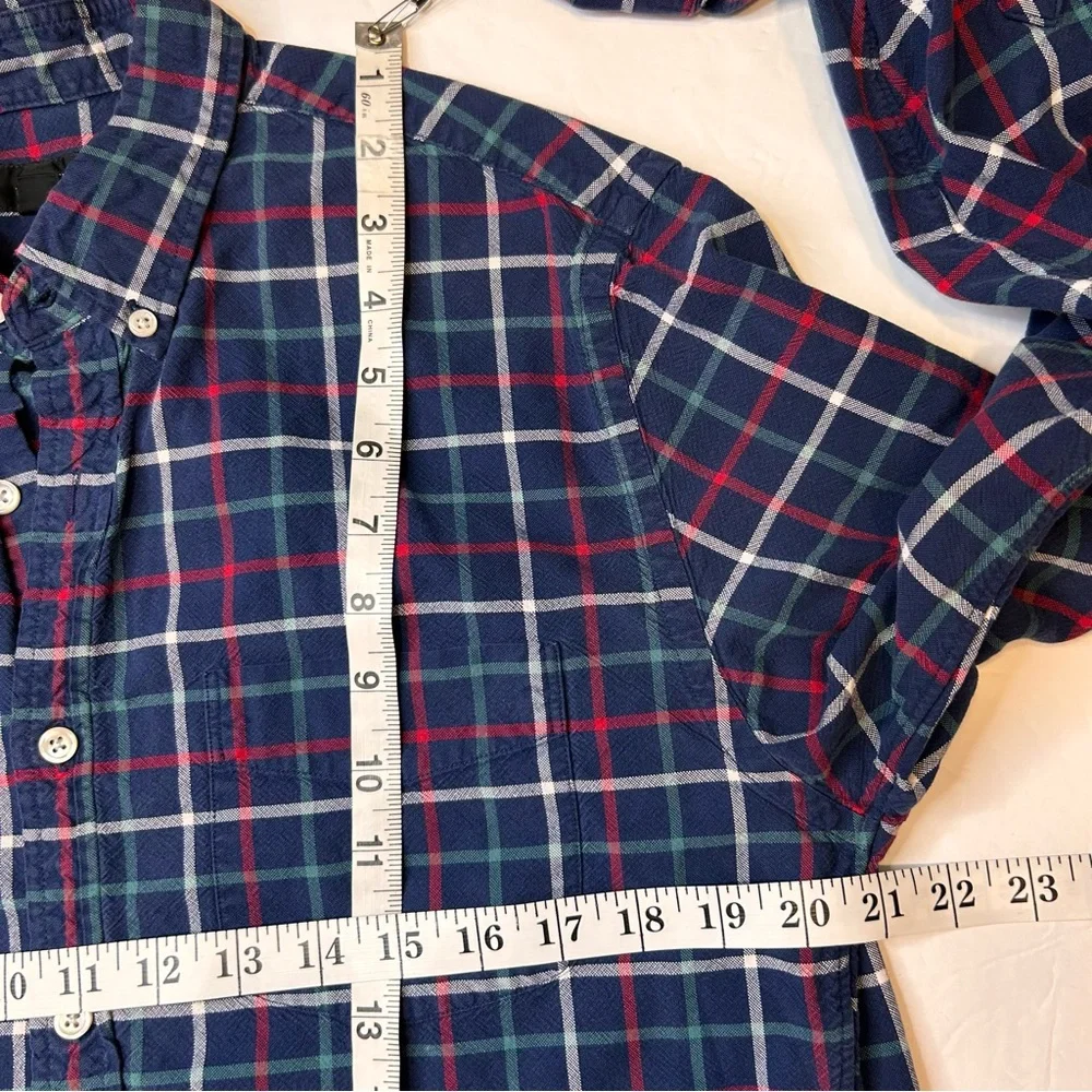 J.Crew Men’s Navy Plaid Oxford Button Down Shirt Long Sleeve Size M