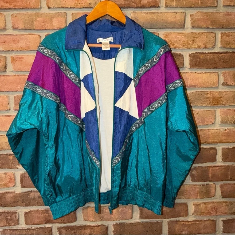 Vintage 90s Sunterra Colorblock Windbreaker Jacket – Size Large