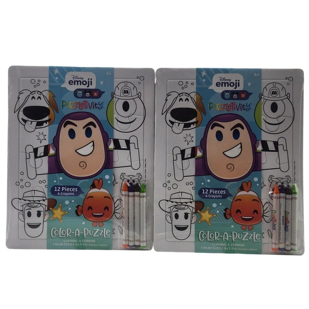 2x Disney Color A Puzzle‎ Emoji Characters Puzzletivity 8 x 10, Crayons Ages 4+