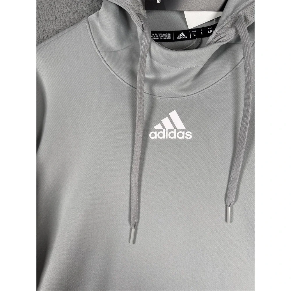 NEW Adidas Team Issue Fleece Pullover Hoodie Sweatshirt Mens Large‎ Gray