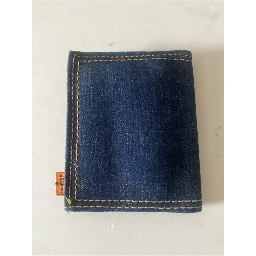 70s Vintage Levi's Orange Tab bifold leather / Denim wallet Rare