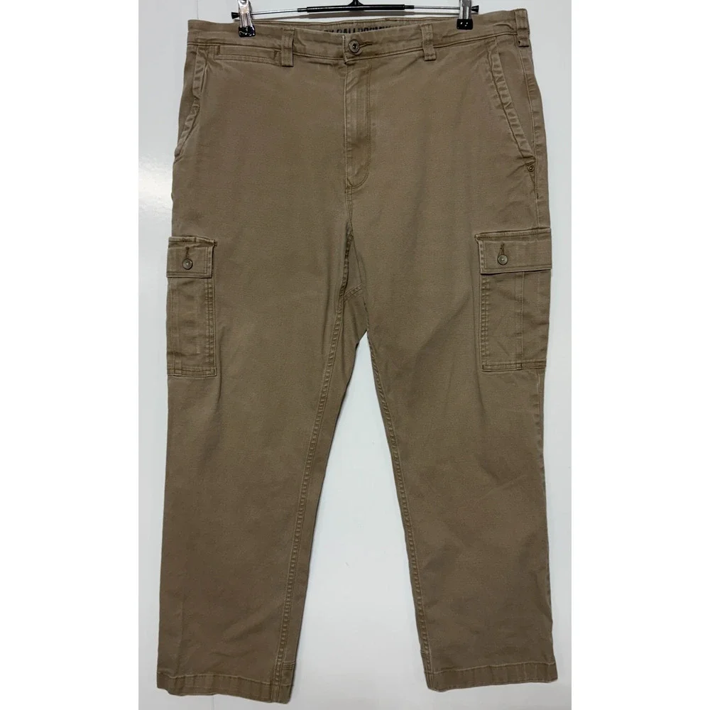 Duluth Pants Mens 38X30 Tan Cargo Canvas‎ Flex Ballroom Khakis Stretch Workwear