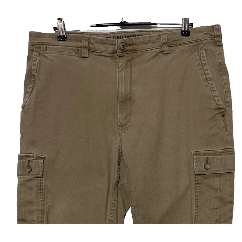 Duluth Pants Mens 38X30 Tan Cargo Canvas‎ Flex Ballroom Khakis Stretch Workwear