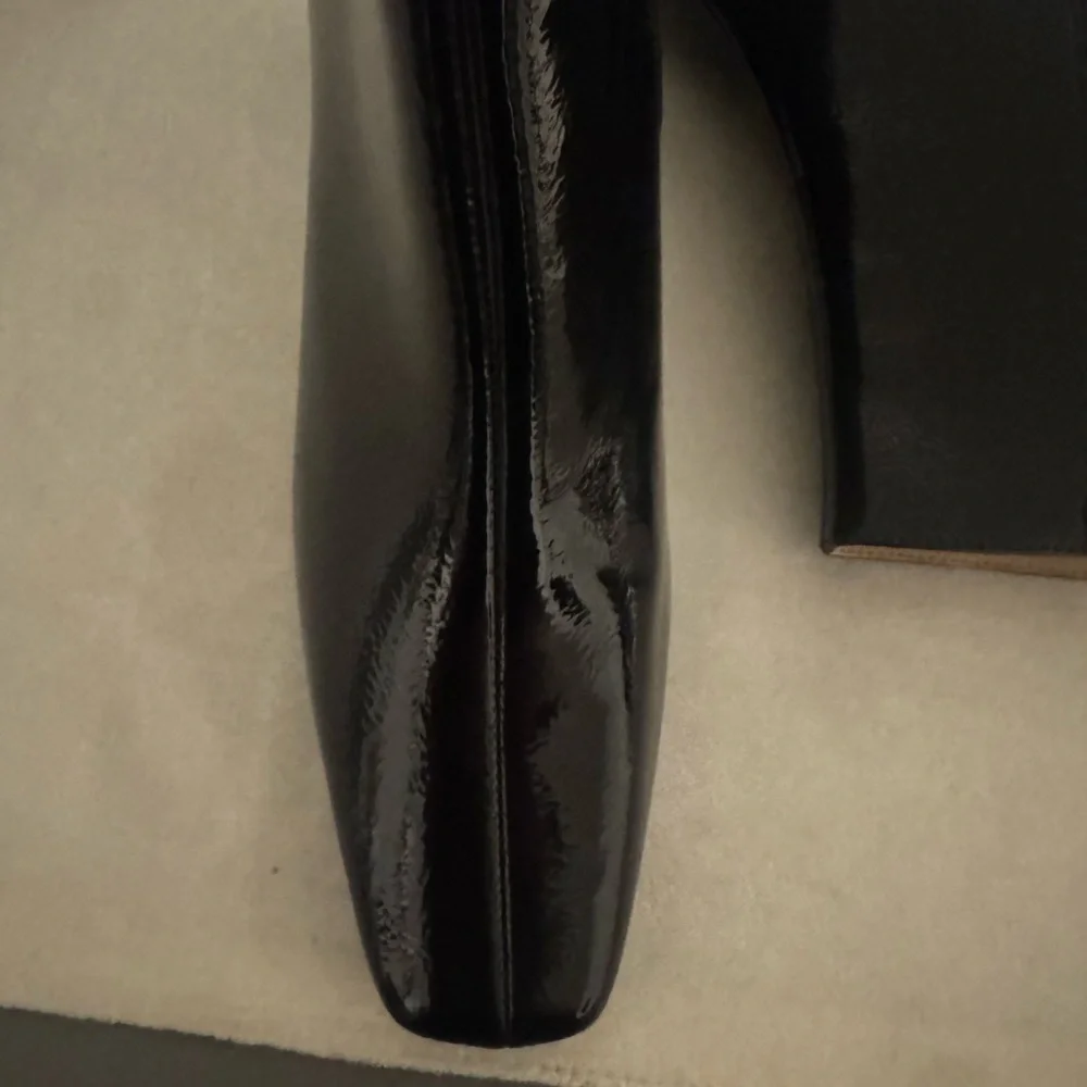 Journee Collection Glossy Black Ankle Booties
