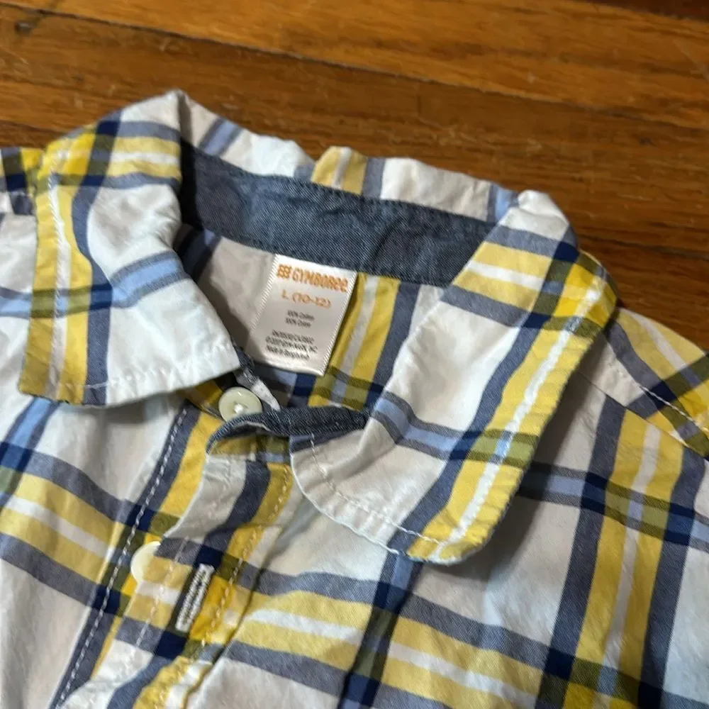 Gymboree Boys Button Front Shirt, Plaid, Sz L (10/12)