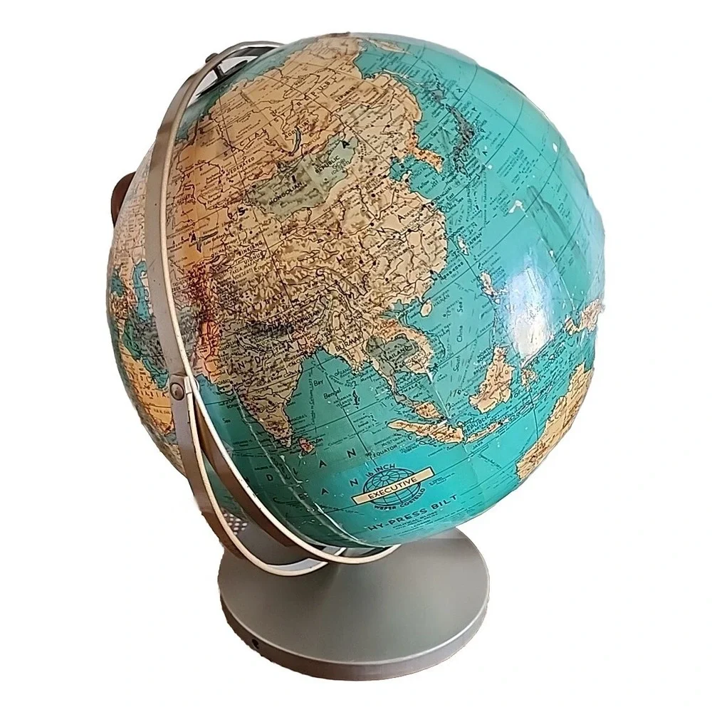 Vintage Globe 16 Inch Executive Weber Costello Hy-Press Bilt Political Turquoise