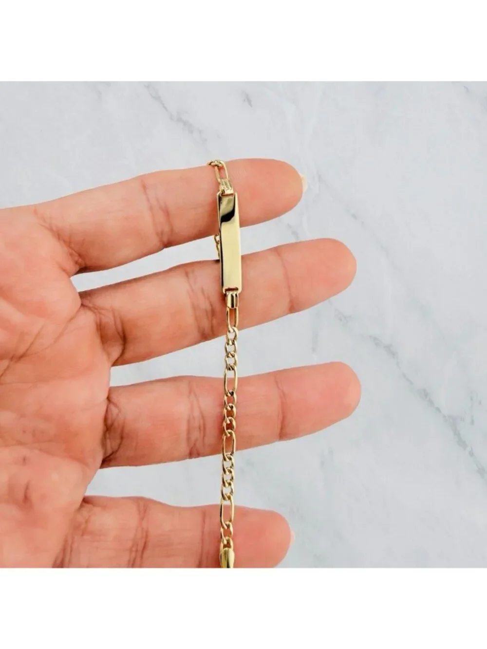 ✦ Real 14K Gold ID Bracelet ✦ Baby / Kids boy Girl Bracelet figaro 6
