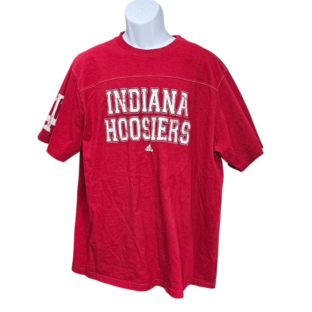 Adidas Indiana Hoosiers Mens‎ Red Graphic T-Shirt IU Logo Short Sleeve Large