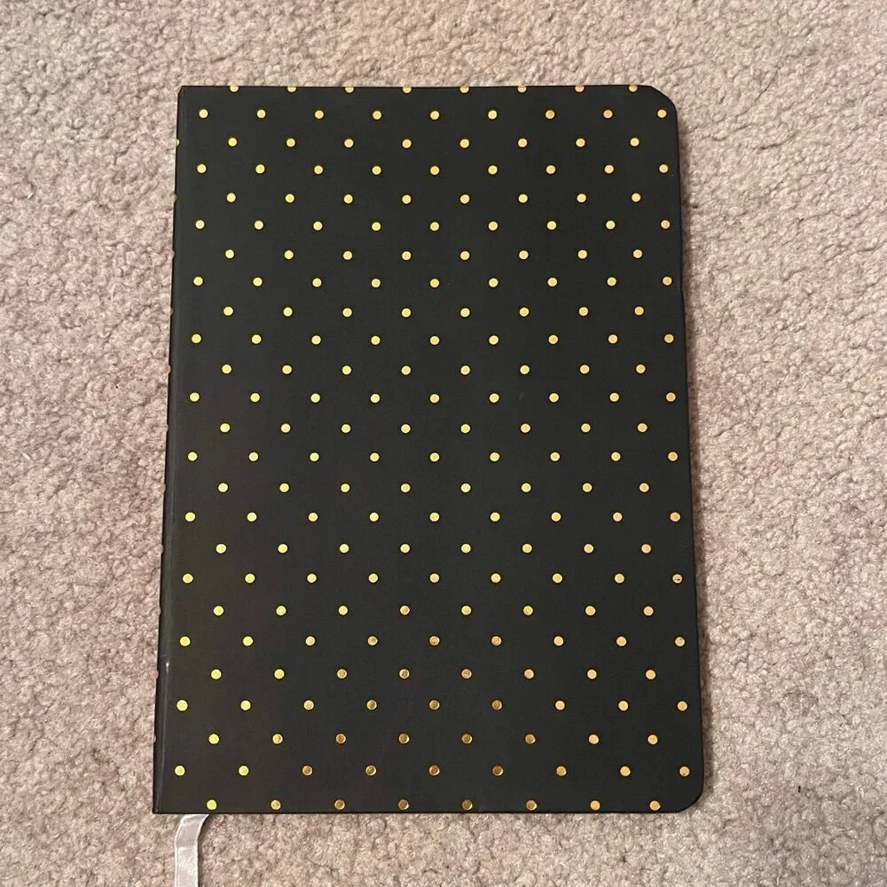 Chic Black & Gold Polka Dot Hardcover Writing Journal - Lined w/ Bookmark Ribbon