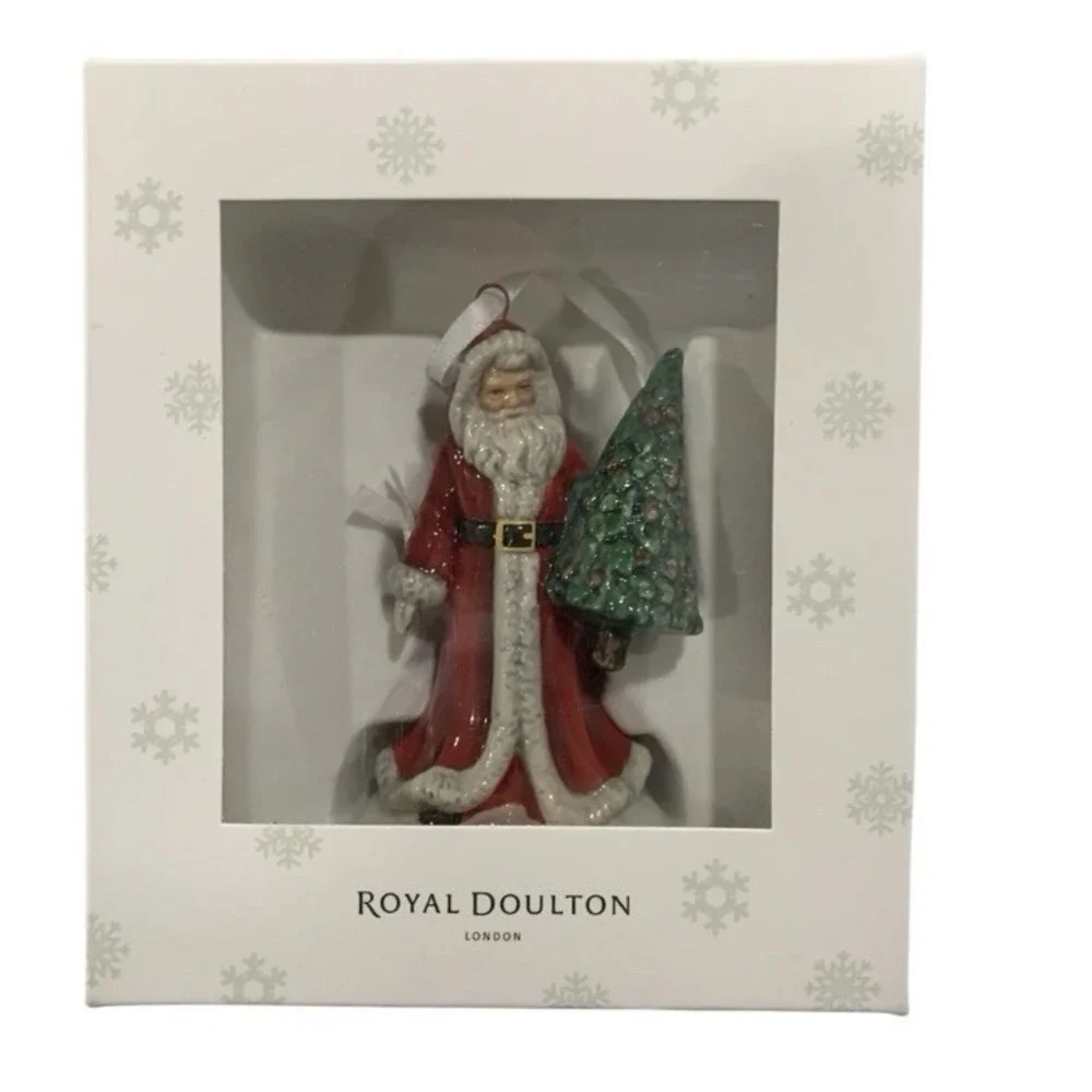 Royal Doulton SANTA and Tree Christmas Ornament Bone‎ China
