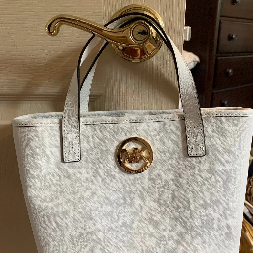 Michael Kors White Small Leather Tote Handbag