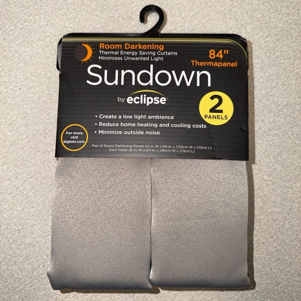 Sundown By Eclipse Room Darkening Rod Pocket Panel‎ Pair Gray Curtains 26