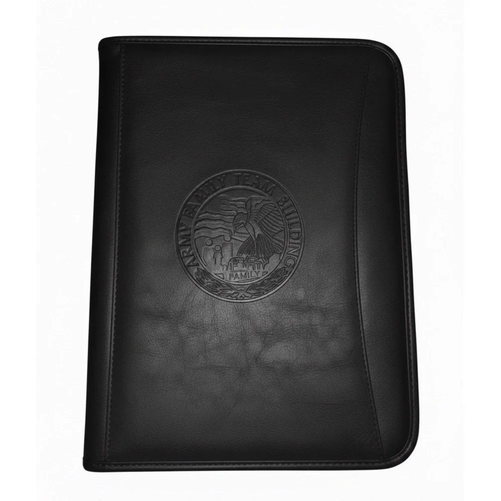 Army‎ Family Team Building Leather Portfolio Organizer w Eagle Emblem Military