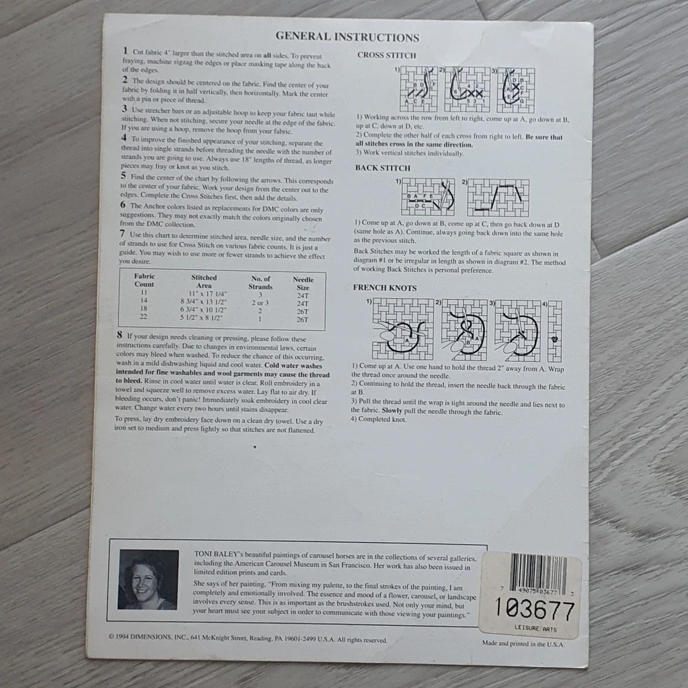 Dimensions Toni Baley Rose Carousel Cross Stitch‎ Pattern Leaflet 227 Vintage