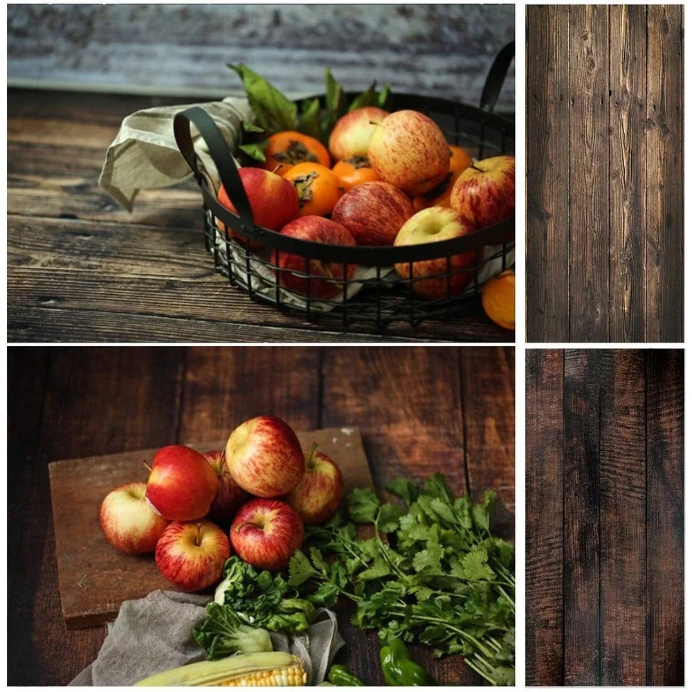 Allenjoy Photography Background‎ Set 3pc Double Sided Black Marble Wood Flat Lay