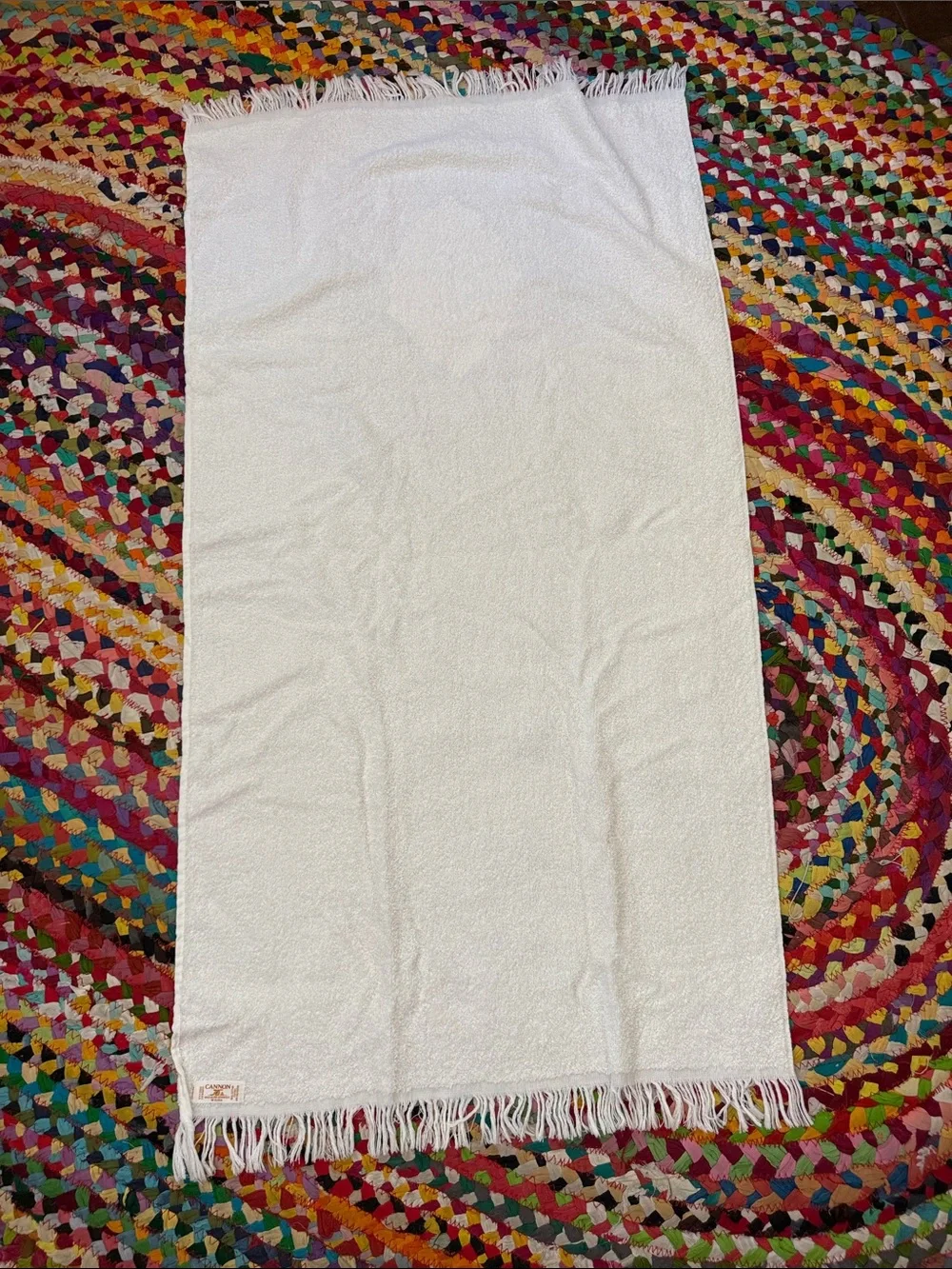Vintage Mid Century Cannon White Gold H Crest Hollywood Regency Royale Towel