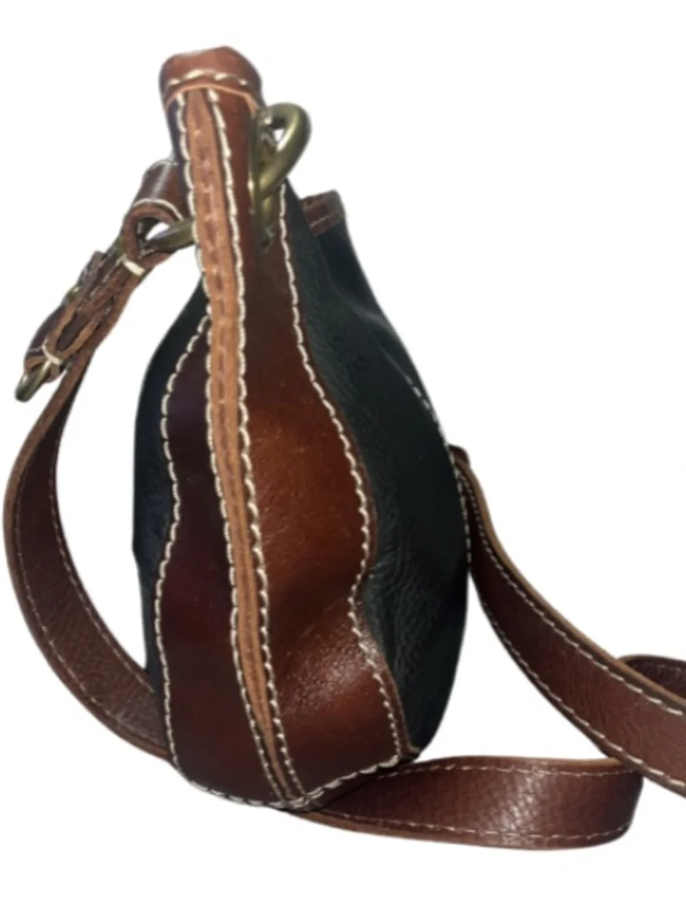 Vintage Fossil Patchwork Tooled Leather Hobo Bag - Excellent Condition