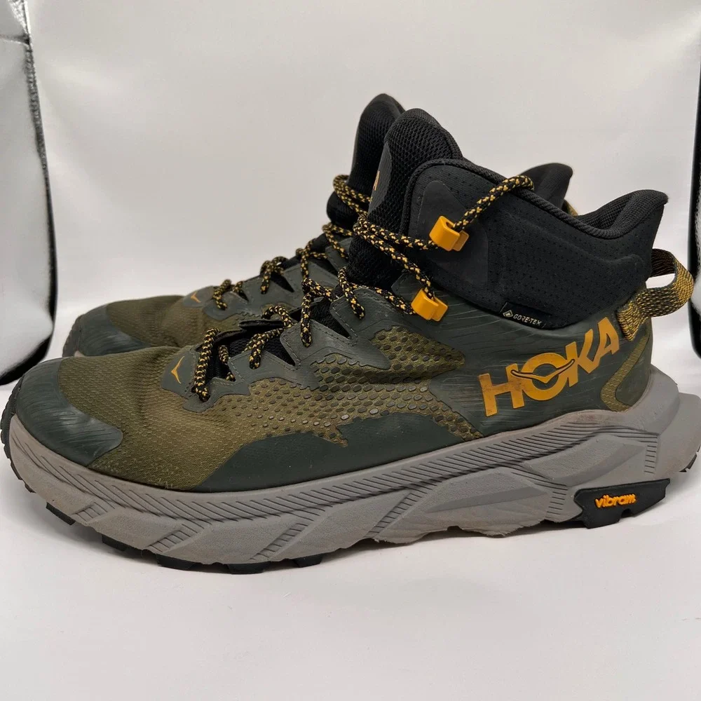 Hoka Trail Code Mid GTX Mens 12 Olive Green GORE-TEX Hiking Boots shoes Walking