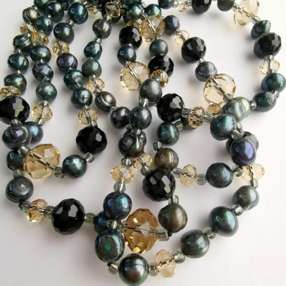 Freshwater pearl and crystal rope necklace 46