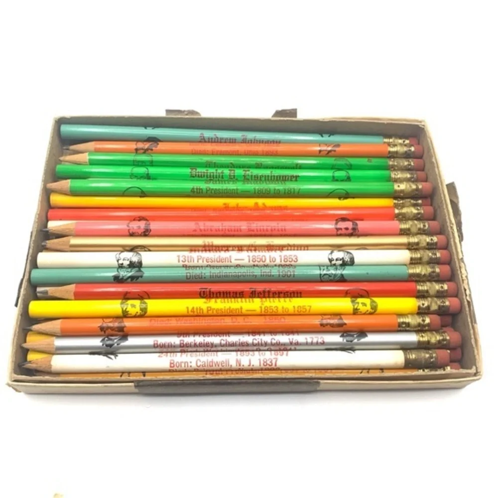 Vintage Lot Of 27 Presidents Pencils 1960s United States Pencils With Box