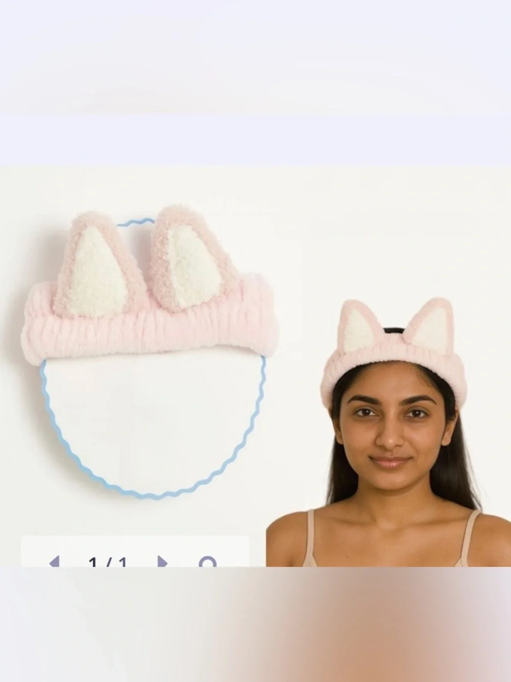 Cute Pink & White Cat Ear Spa Headband – Soft & Fuzzy!