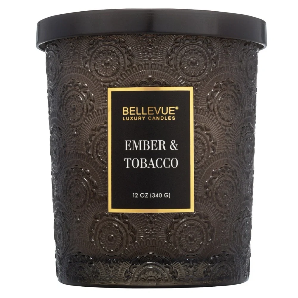 Bellevue Double Wick 12 oz Luxury Candle ~ EMBER & TOBACCO ~ New!