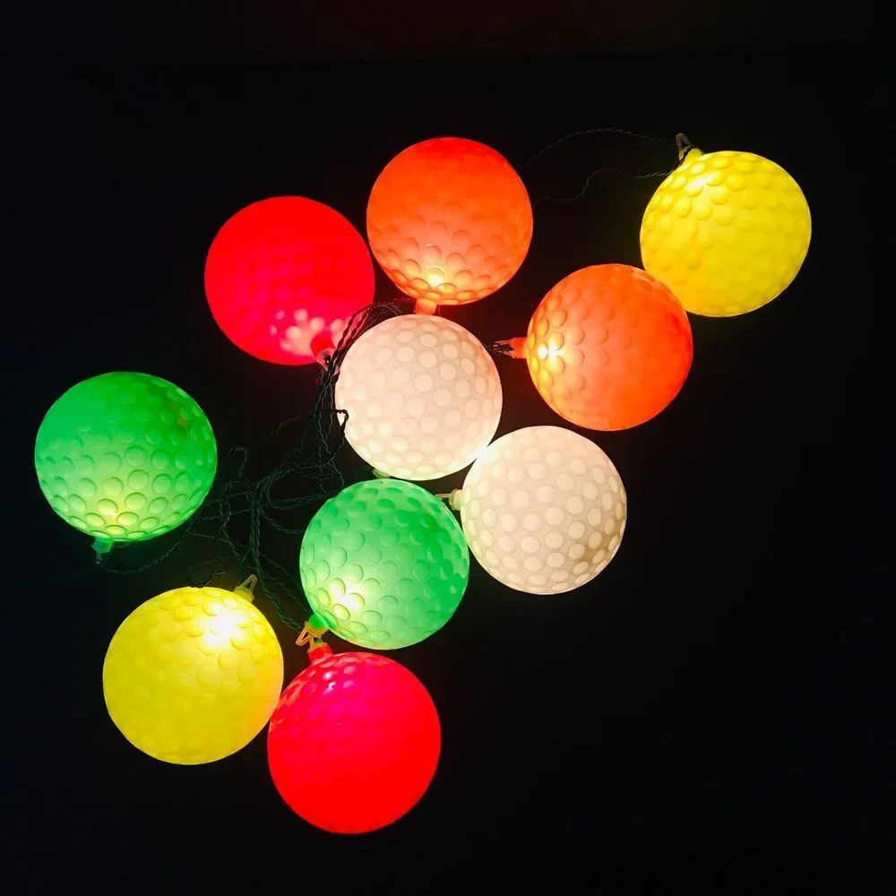 VTG Kurt S. Adler Golf Ball Party Patio‎ Lights 10 Lights Bright Waterproof 80s